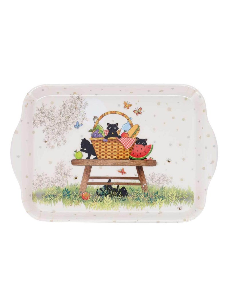 Mini plateau en mélamine pique nique de chatons 20 cm Beige - Kiabi