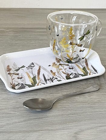 Mini plateau libellules rectangulaire en mélamine - 20.5 x 13.5 cm