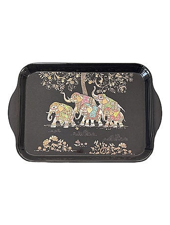 Mini plateau noir de mélamine éléphants