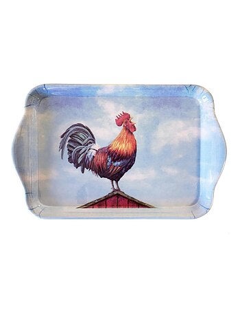 Mini plateau rectangulaire bleu coq