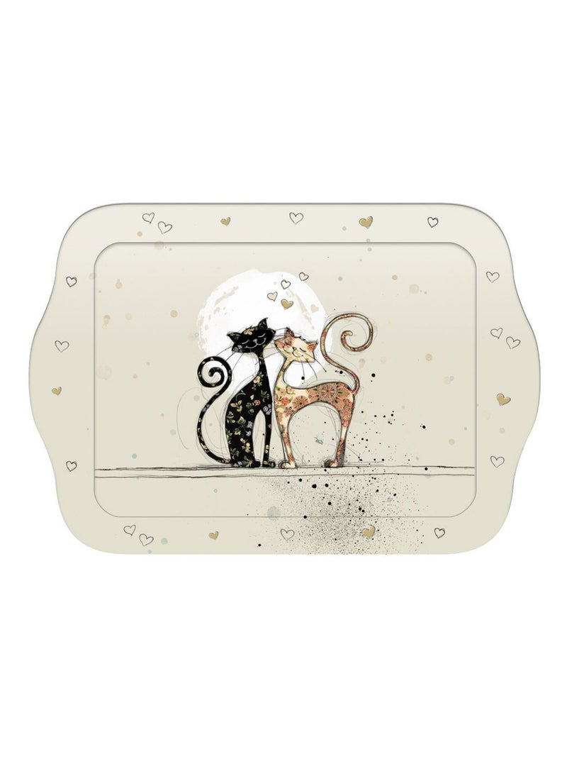 Mini plateau rectangulaire CHATS AMOUREUX Beige - Kiabi