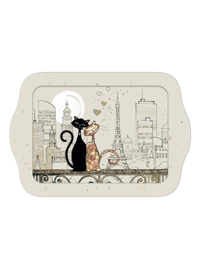 Mini plateau rectangulaire Chats Amoureux Beige - Kiabi