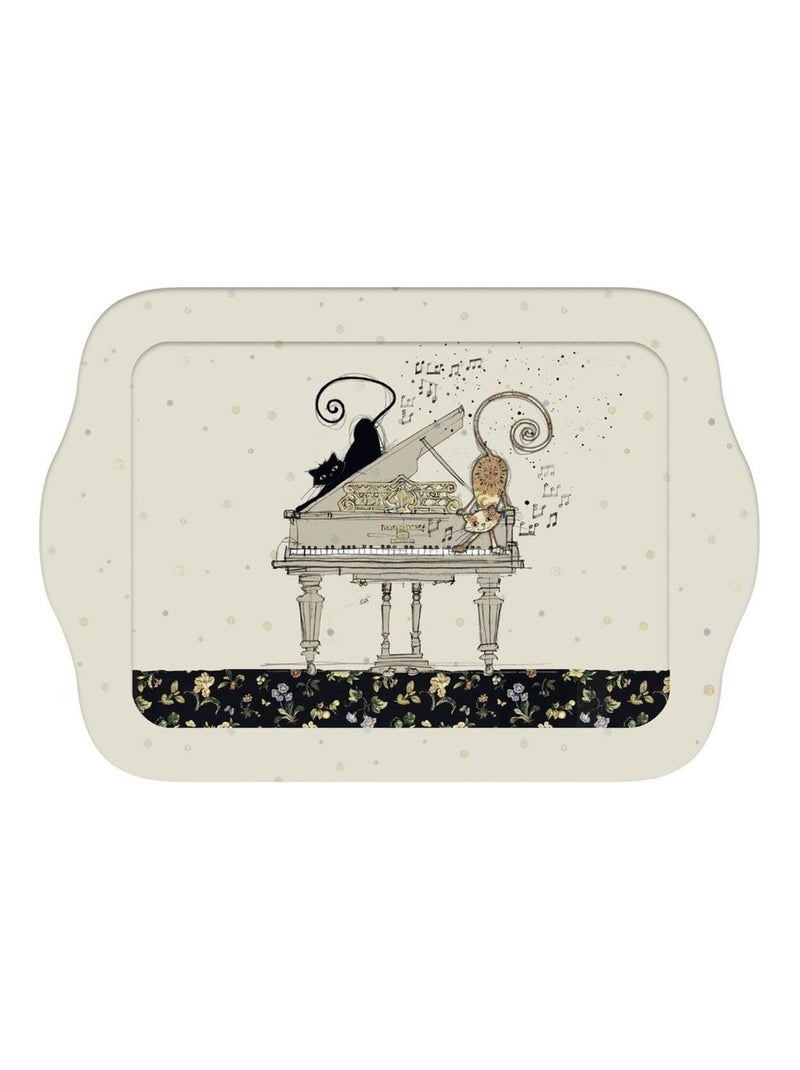 Mini plateau rectangulaire Chats et Piano Beige - Kiabi