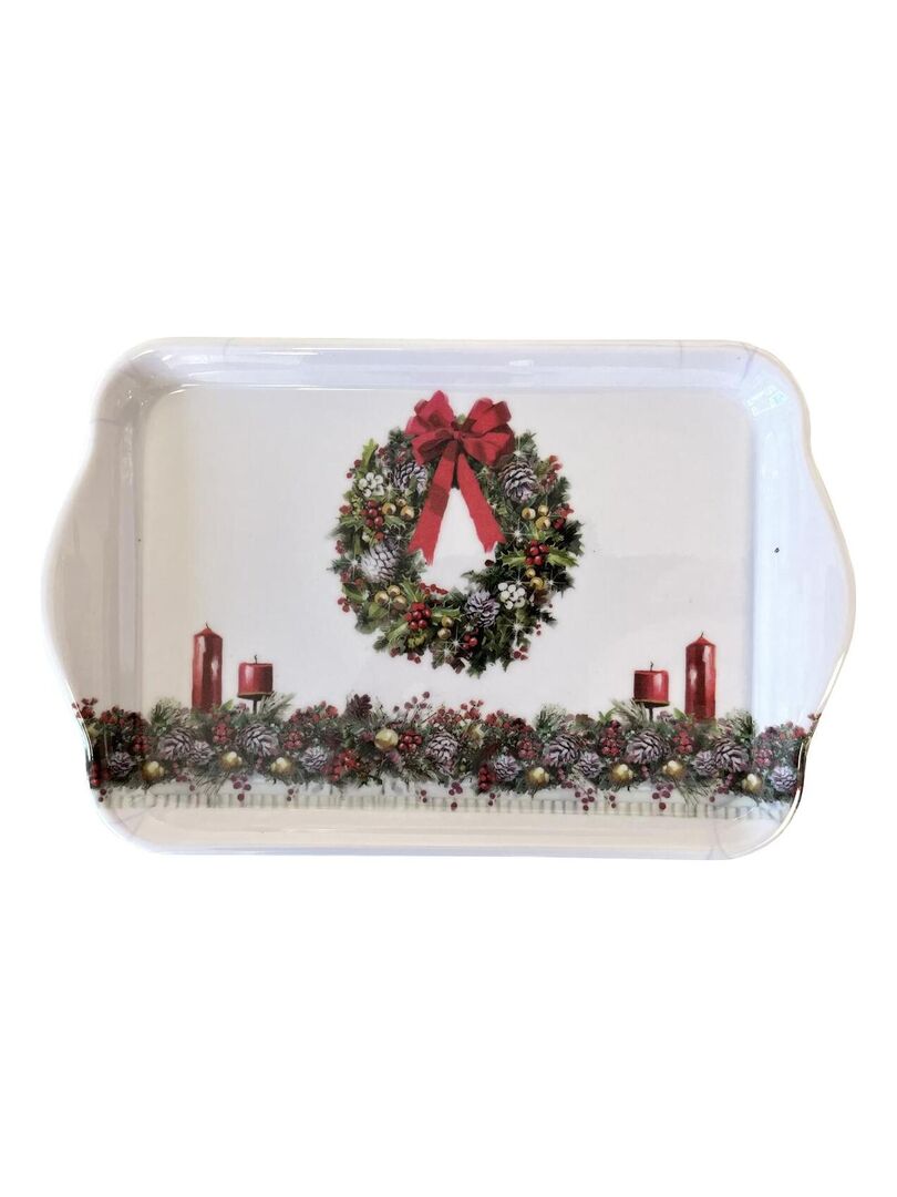 Mini Plateau Rectangulaire – Bonhommes De Neige – Marque AMBIENTE, Mélamine Blanc