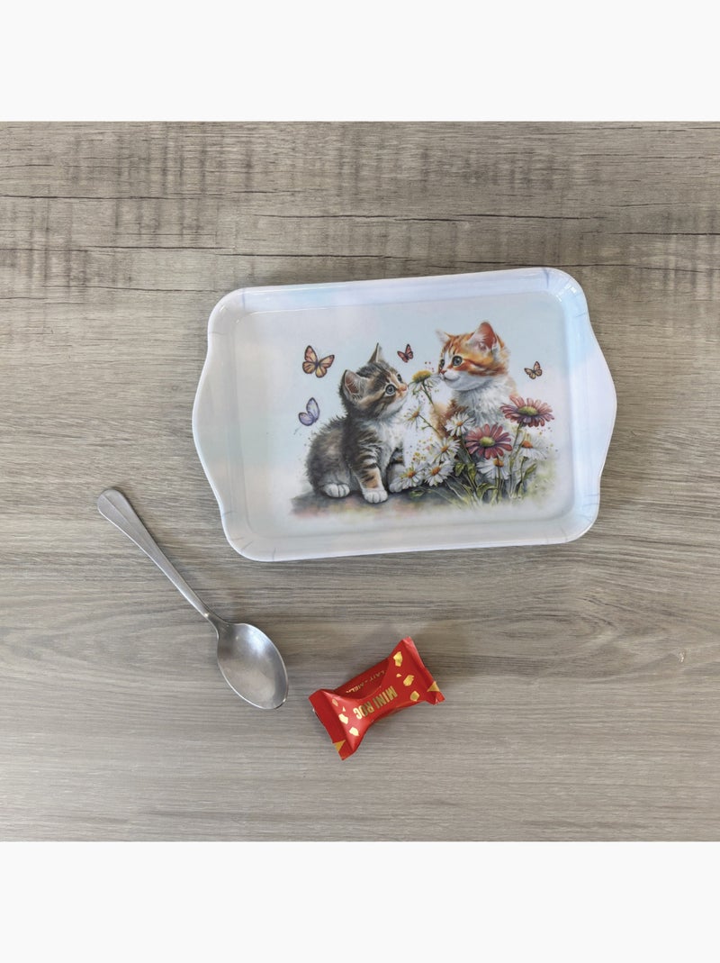 Mini plateau rectangulaire motif chatons et papillons Jaune - Kiabi