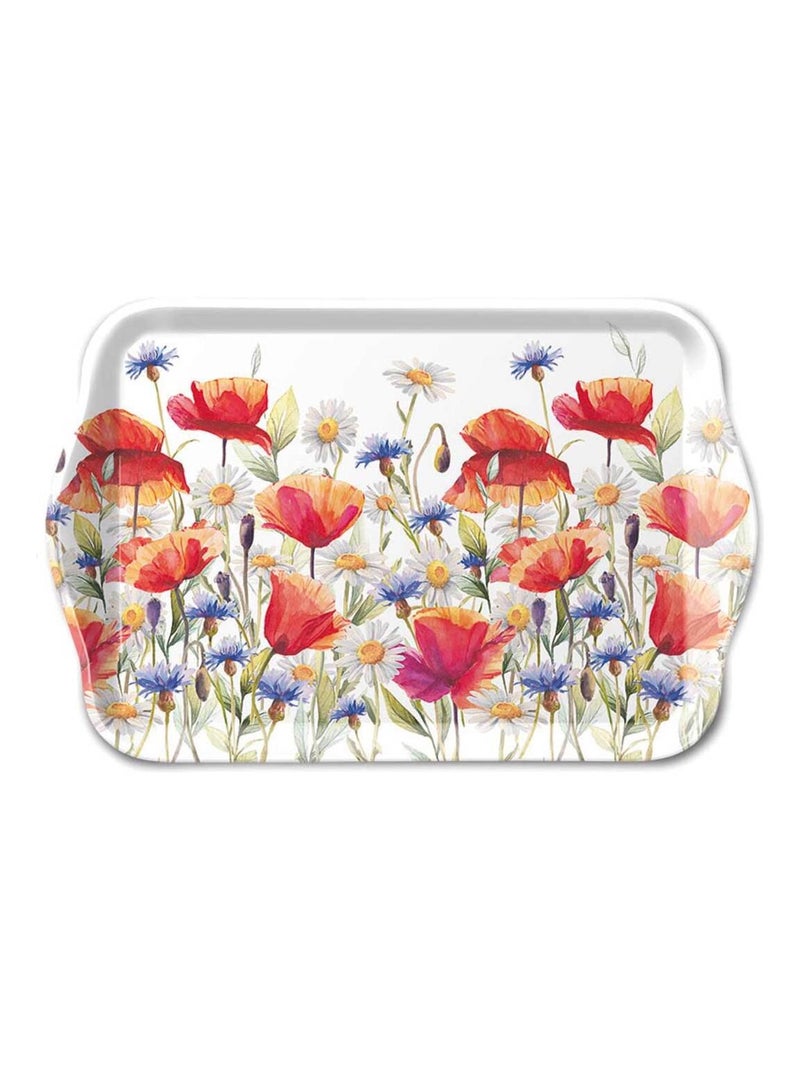 Mini plateau rectangulaire motif coquelicots et bleuets Blanc Multicolore - Kiabi