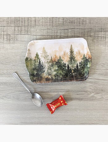 Mini plateau rectangulaire motif forêt majestueuse