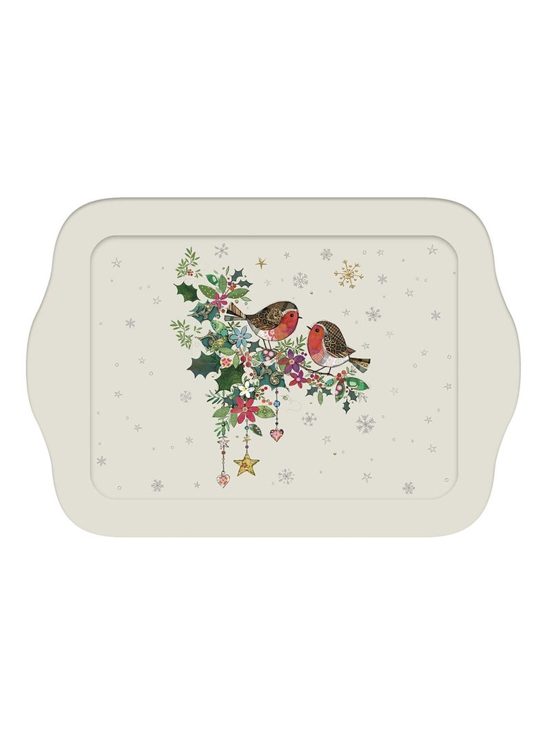 Mini plateau rectangulaire OISEAUX thème Noël Beige - Kiabi