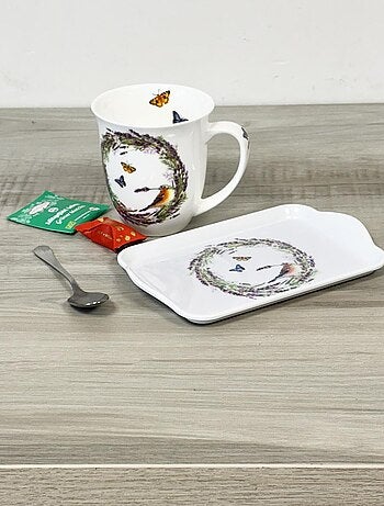 Mini plateau rectangulaire pinson et papillons