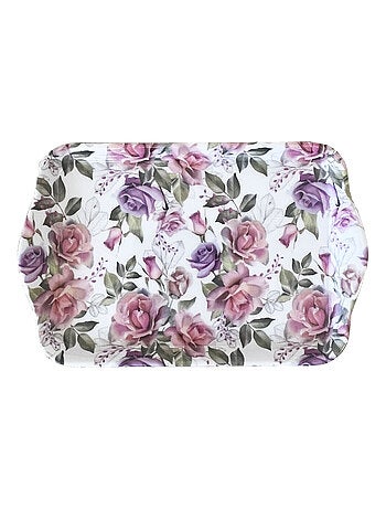 Mini plateau roses rectangulaire en mélamine - 20.5 x 13.5 cm
