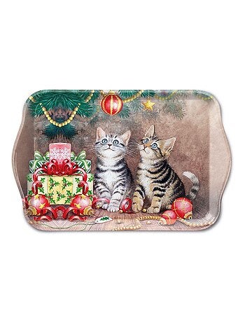 Mini plateau vide poche rectangulaire Chatons Noël