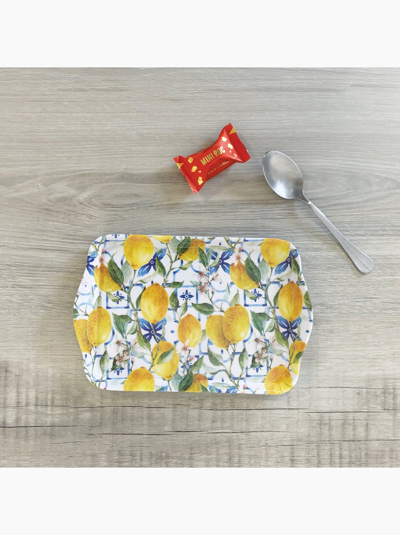 Mini plateau vide poche rectangulaire citrons de Méditerranée Jaune - Kiabi