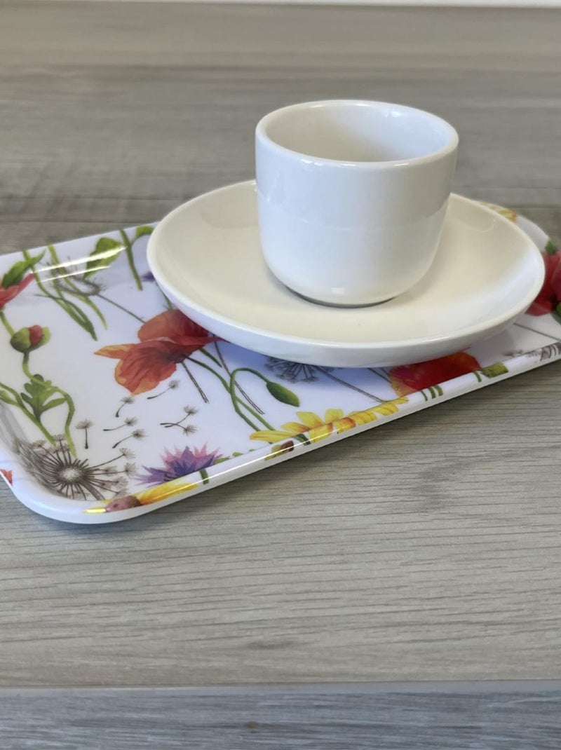 Mini plateau vide poche rectangulaire Prairie de coquelicots Blanc - Kiabi