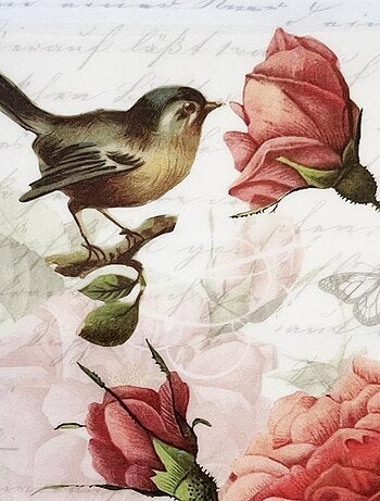 Mini plateau vide poche rectangulaire roses et oiseau