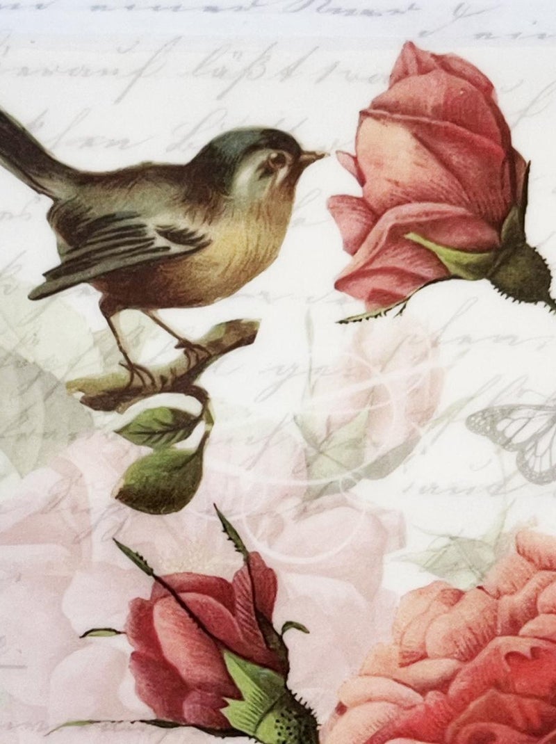 Mini plateau vide poche rectangulaire roses et oiseau Blanc - Kiabi