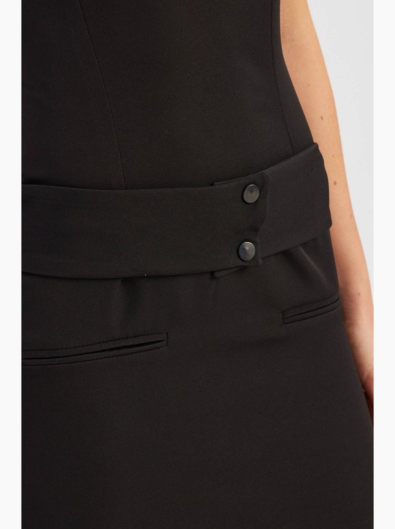 Mini-robe à col bateau avec ceinture hiccup Noir - Kiabi