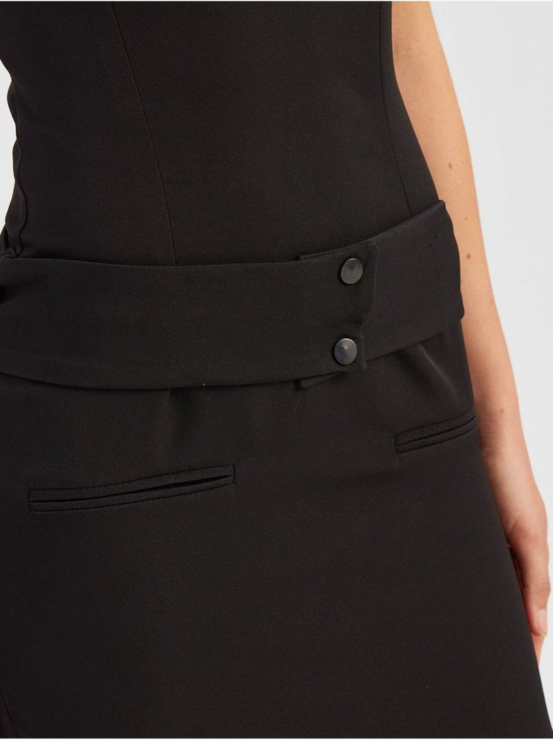 Mini-robe à col bateau avec ceinture Noir - Kiabi