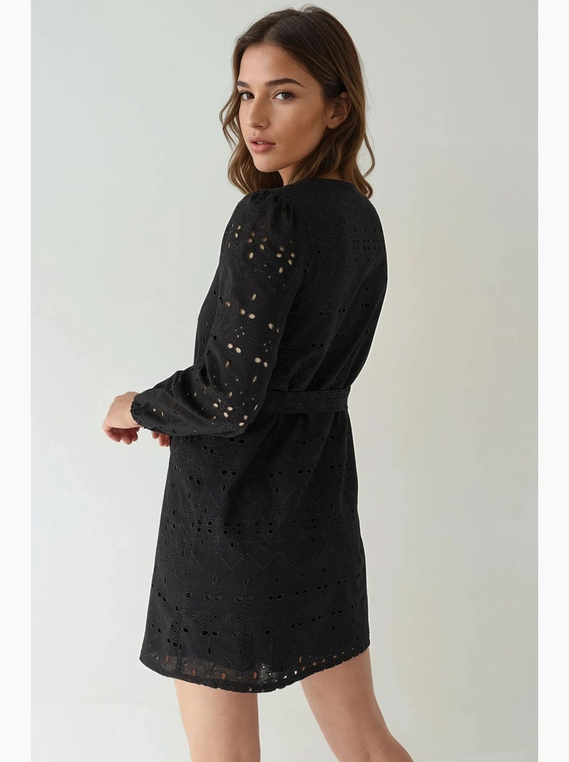 Mini-robe à col en v à motifs, collection pika hiccup Noir - Kiabi