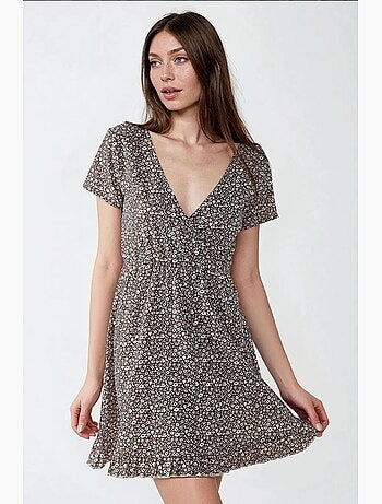 Mini robe à fleurs et col en v hiccup