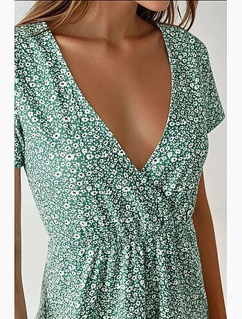 Mini robe à fleurs et col en v hiccup