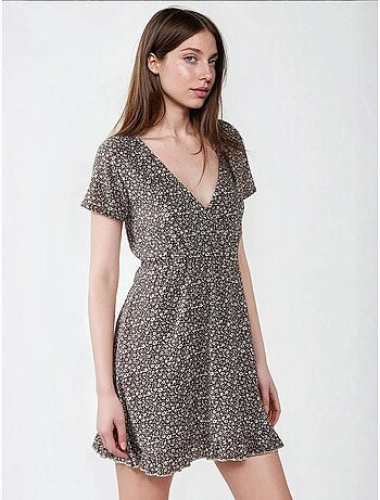 Mini robe à fleurs et col en v