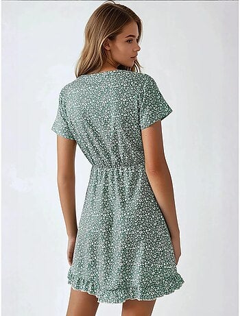 Mini robe à fleurs et col en v