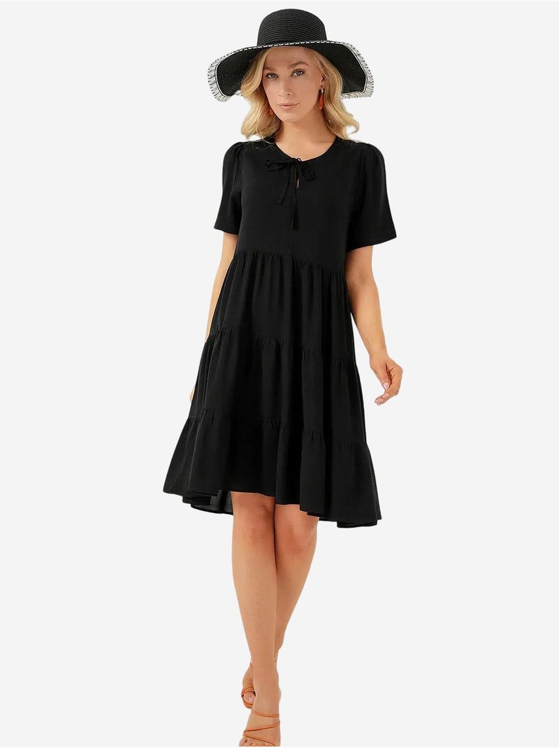 Mini-robe à manches courtes bdart Noir - Kiabi
