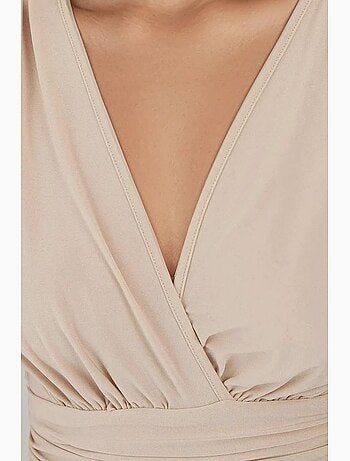 Mini-robe à manches courtes et col en v hiccup