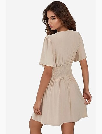 Mini-robe à manches courtes et col en v hiccup