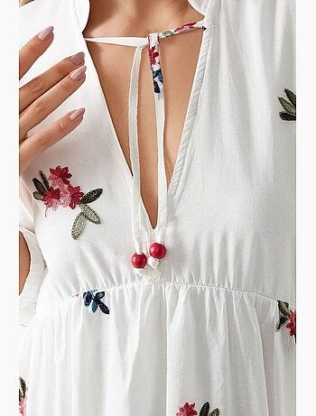 Mini-robe à motifs et col en v hiccup