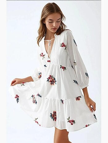 Mini-robe à motifs et col en v hiccup
