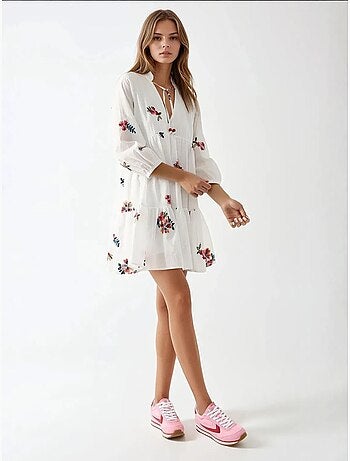 Mini-robe à motifs et col en v hiccup
