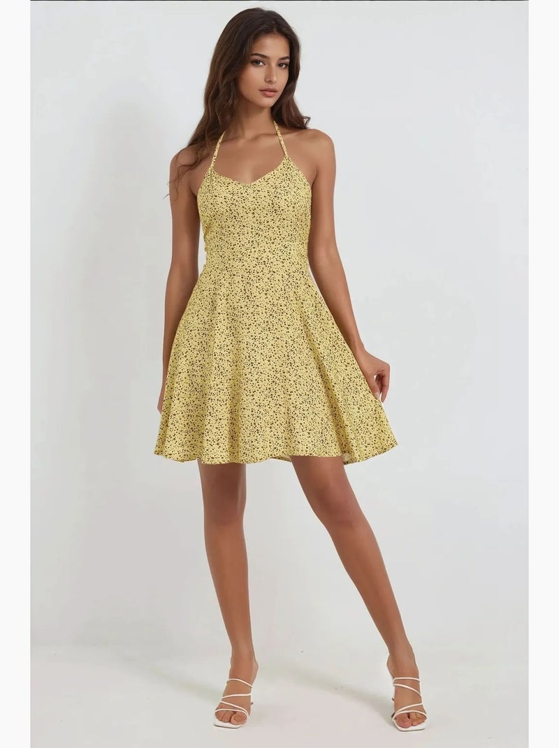 Mini robe à motifs floraux. Hiccup Jaune citron - Kiabi