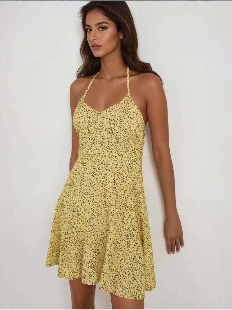 Mini robe à motifs floraux. Jaune citron - Kiabi