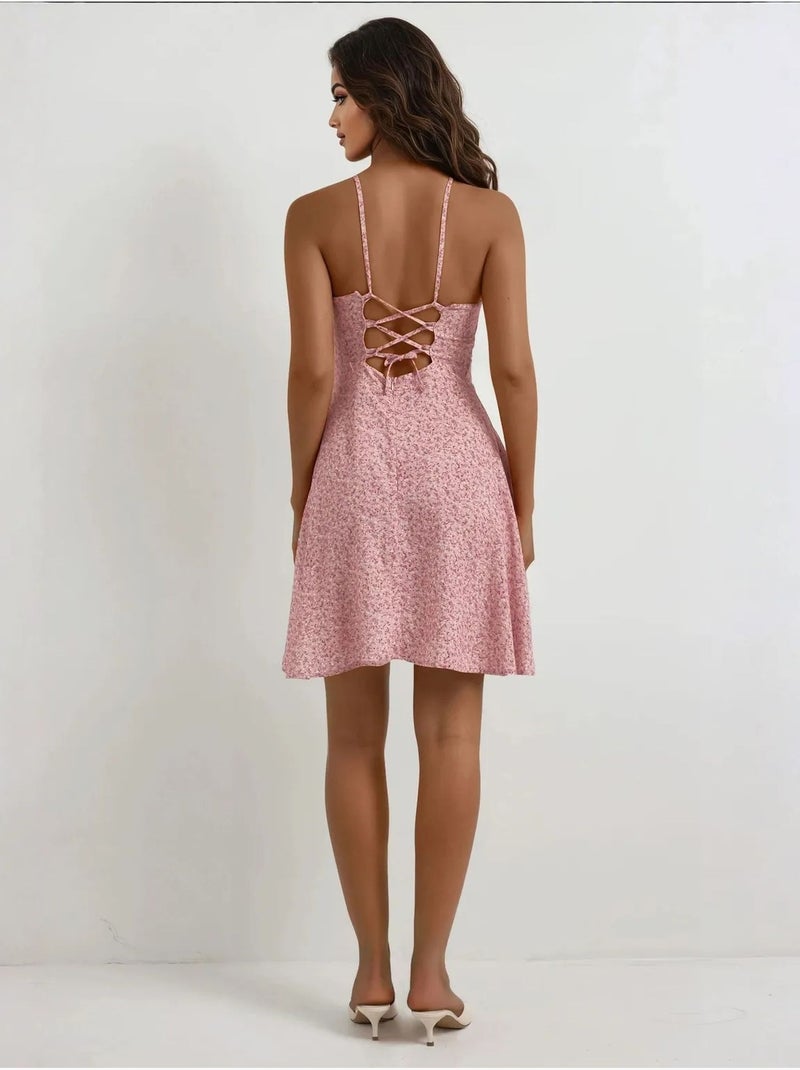 Mini robe à motifs floraux. Rose dragée - Kiabi