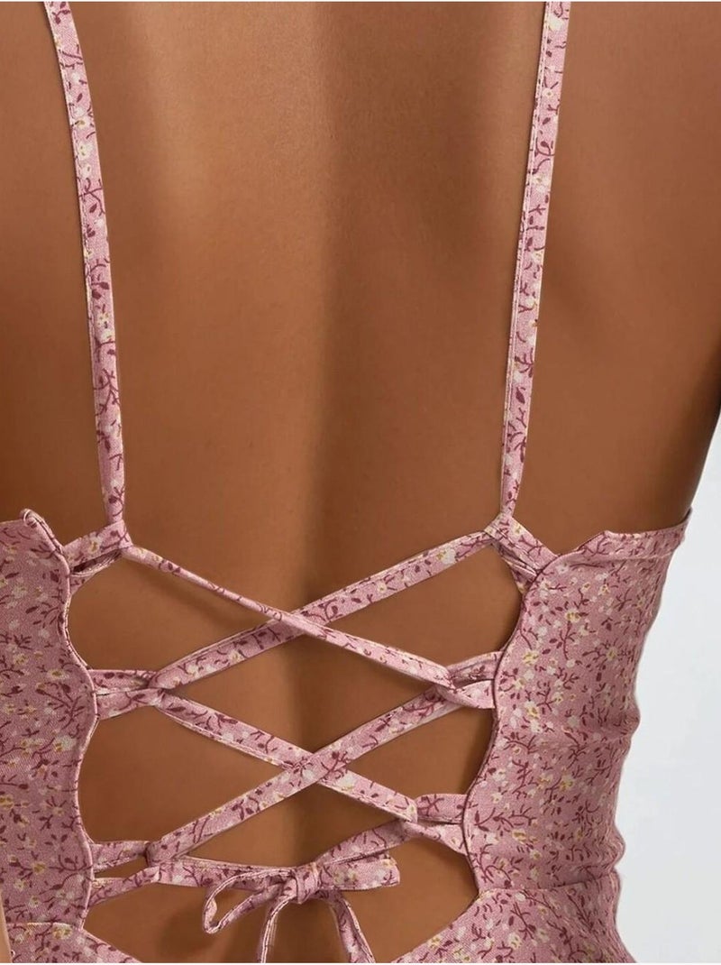 Mini robe à motifs floraux. Rose dragée - Kiabi