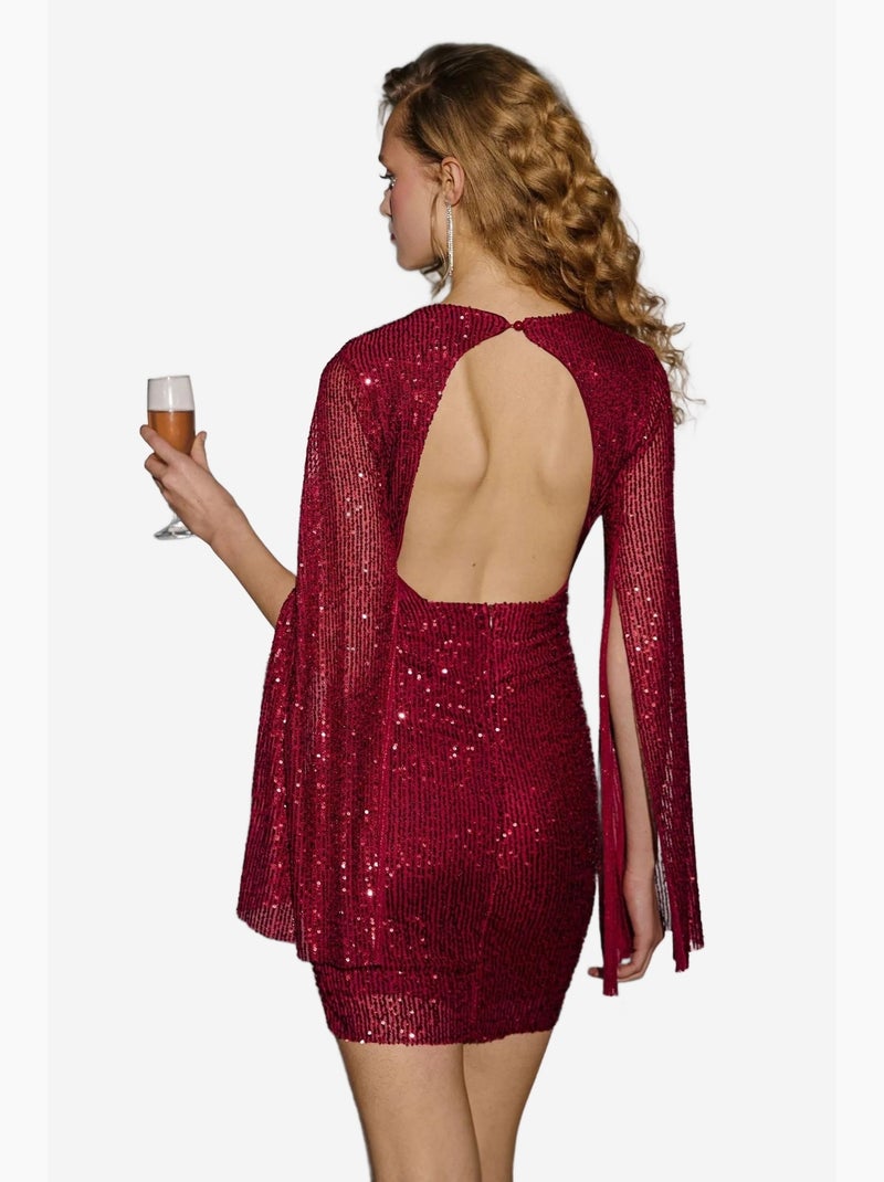 Mini-robe à paillettes et col en v hiccup Rouge - Kiabi