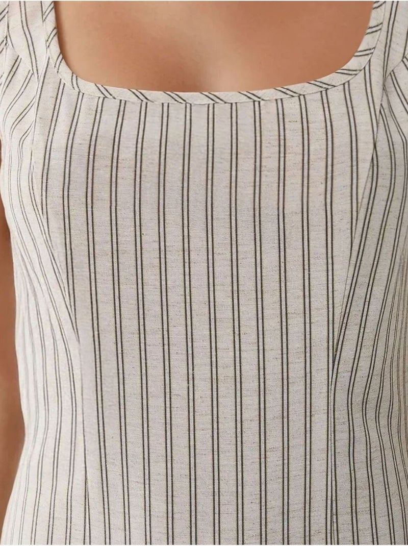 Mini-robe ajustée à col carré Blanc - Kiabi
