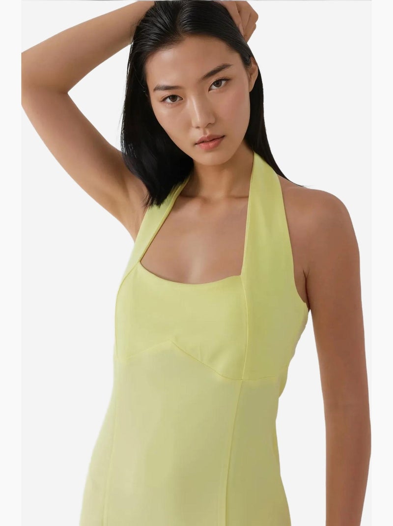 Mini-robe ajustée à col carré hiccup Jaune citron - Kiabi