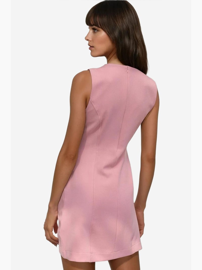 Mini-robe ajustée à col ras du cou et boutons hiccup Rose pâle - Kiabi