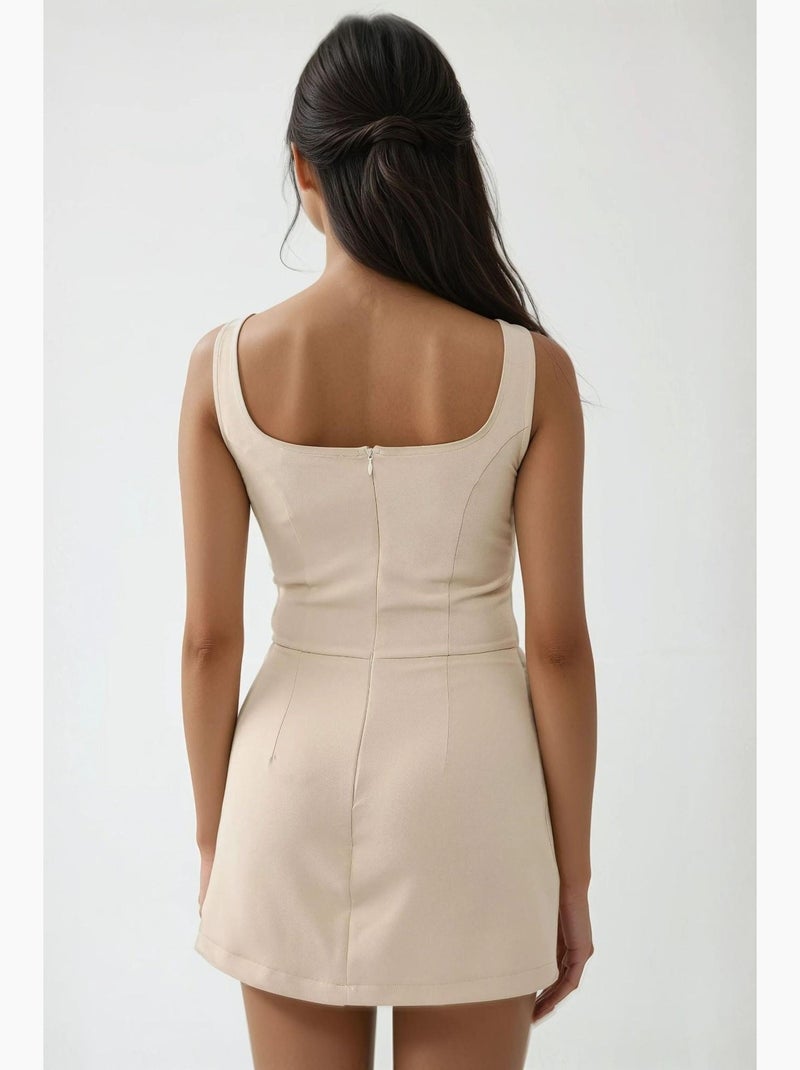 Mini-robe ajustée avec short hiccup Beige - Kiabi