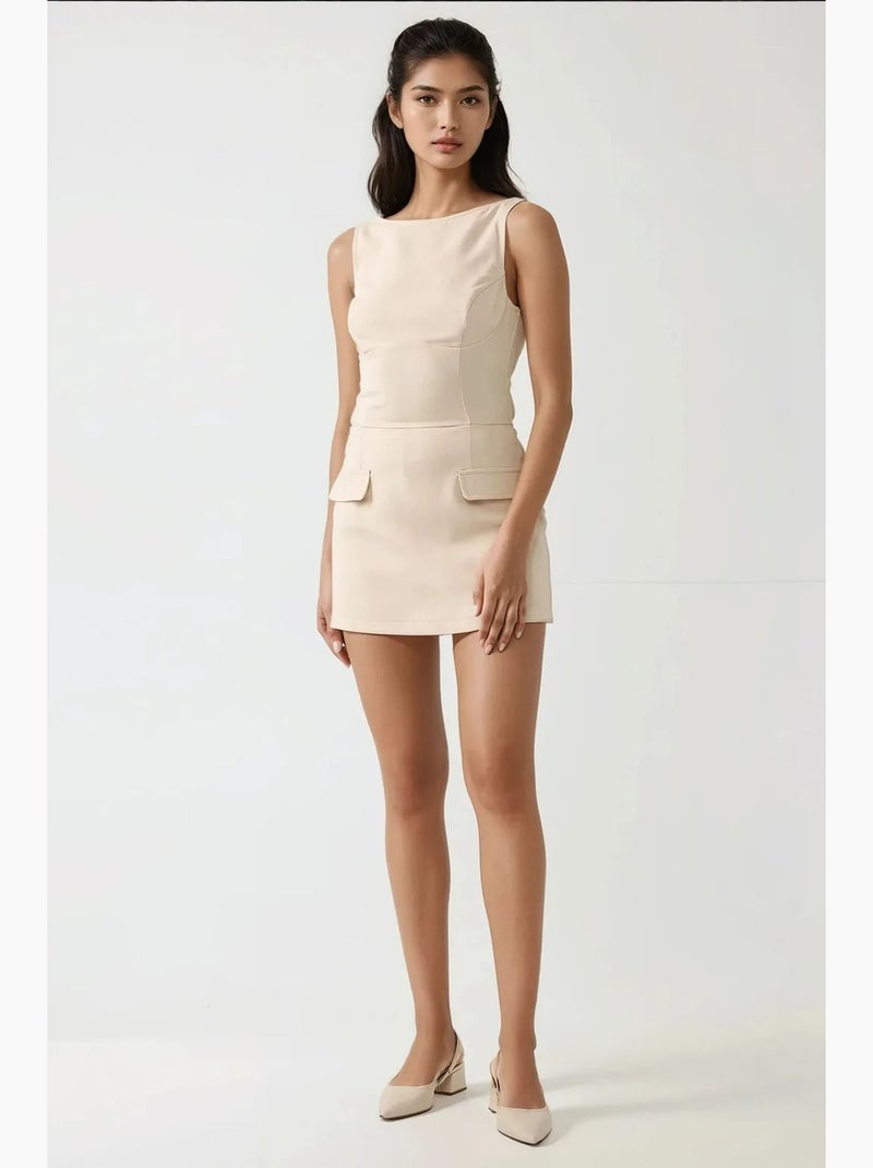 Mini-robe ajustée avec short hiccup Beige - Kiabi