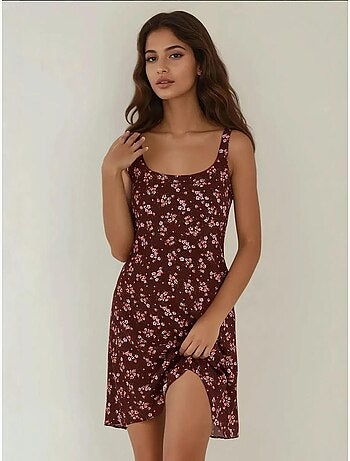 Mini-robe ajustée imprimée à col en u hiccup