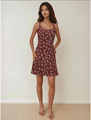 Mini-robe ajustée imprimée à col en u hiccup