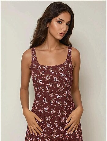 Mini-robe ajustée imprimée à col en u hiccup