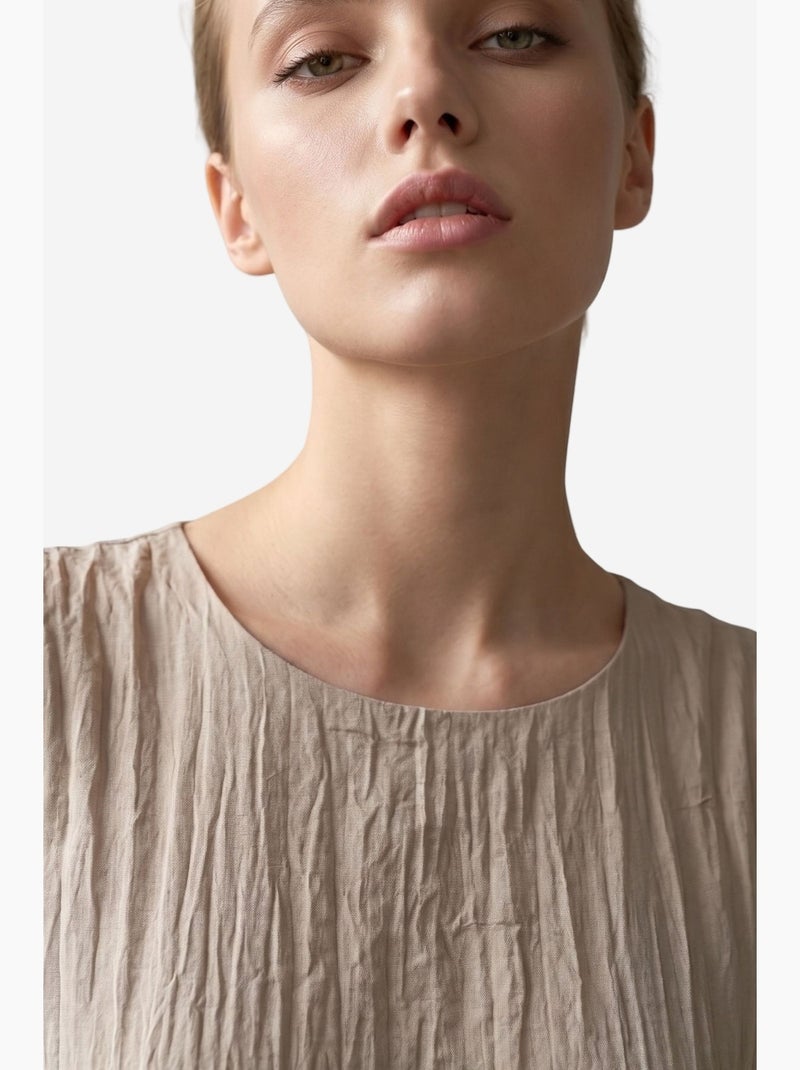 Mini-robe ample en lyocell texturé my fashion Sable - Kiabi