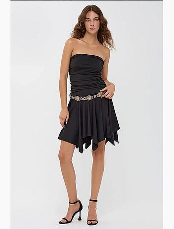 Mini-robe asymétrique en jersey sans manches
