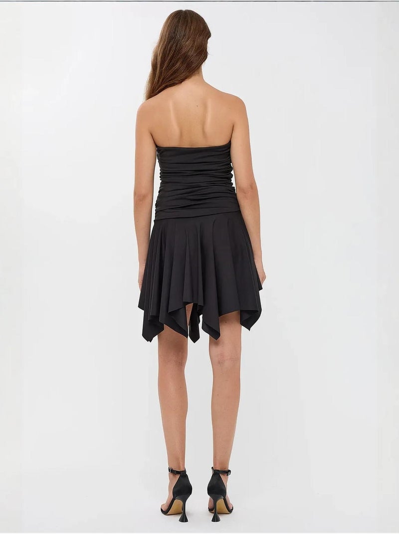 Mini-robe asymétrique en jersey sans manches Noir - Kiabi