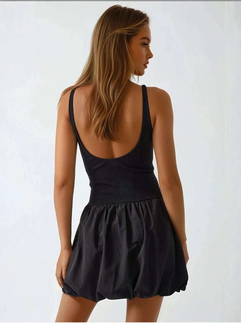 Mini-robe ballon Noir - Kiabi
