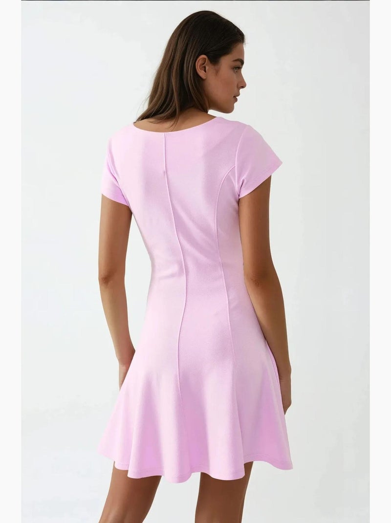 Mini-robe basique douce à col ras du cou élastique hiccup Rose clair - Kiabi